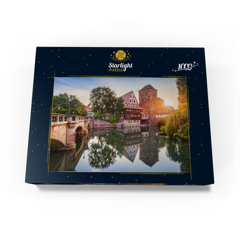 Weinstadel and water tower at the Henkersteg on the Pegnitz, Nuremberg, Middle Franconia, Bavaria, Germany 1000 Jigsaw Puzzle box view1