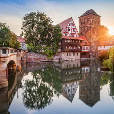 Weinstadel and water tower at the Henkersteg on the Pegnitz, Nuremberg, Middle Franconia, Bavaria, Germany 1000 Jigsaw Puzzle 3D Modell