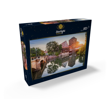 Weinstadel and water tower at the Henkersteg on the Pegnitz, Nuremberg, Middle Franconia, Bavaria, Germany 100 Jigsaw Puzzle box view1