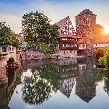 Weinstadel and water tower at the Henkersteg on the Pegnitz, Nuremberg, Middle Franconia, Bavaria, Germany 100 Jigsaw Puzzle 3D Modell