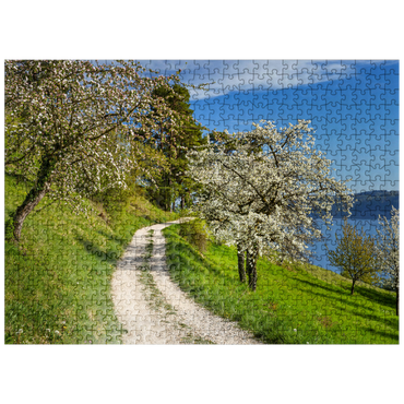 puzzleplate Blossom trail between Ludwigshafen and Sipplingen for the blossoming of trees in springtime 500 Jigsaw Puzzle