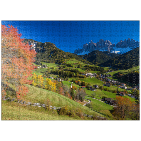 puzzleplate St. Magdalena with view to the Geisler group, South Tyrol 1000 Jigsaw Puzzle