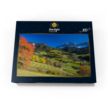 St. Magdalena with view to the Geisler group, South Tyrol 100 Jigsaw Puzzle box view1