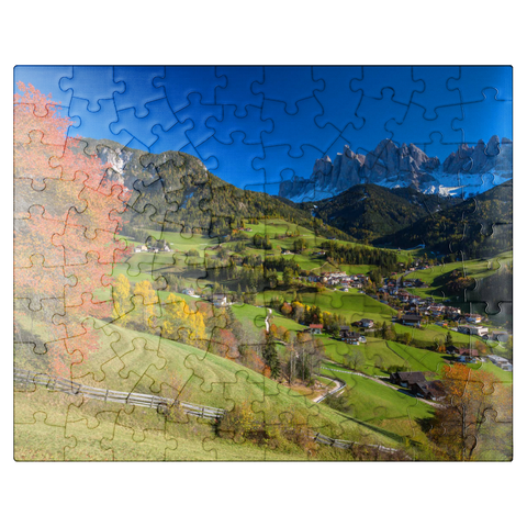 puzzleplate St. Magdalena with view to the Geisler group, South Tyrol 100 Jigsaw Puzzle