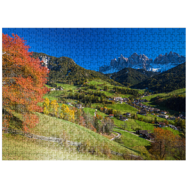 puzzleplate St. Magdalena with view to the Geisler group, South Tyrol 500 Jigsaw Puzzle