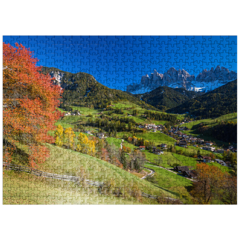 puzzleplate St. Magdalena with view to the Geisler group, South Tyrol 500 Jigsaw Puzzle
