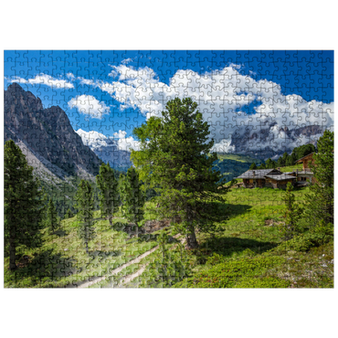 puzzleplate At Col Raiser (2106m) against Sella Group and Sassolungo (3181m), S. Cristina in Val Gardena 500 Jigsaw Puzzle