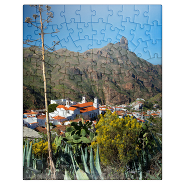 puzzleplate View to Tejada and to Roque Bentayga (1404m), Gran Canaria, Canary Islands, Spain 100 Jigsaw Puzzle