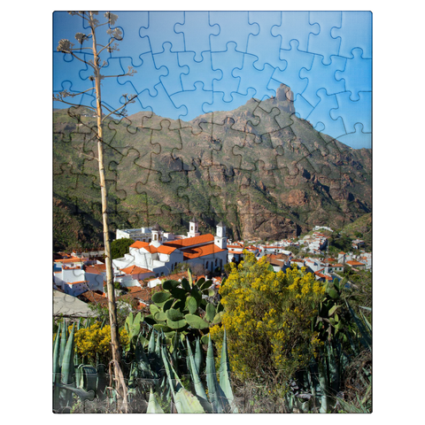 puzzleplate View to Tejada and to Roque Bentayga (1404m), Gran Canaria, Canary Islands, Spain 100 Jigsaw Puzzle