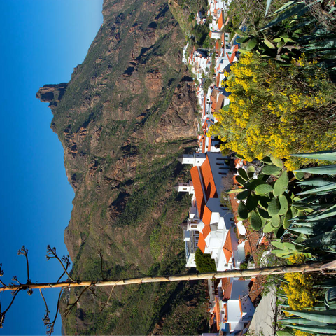 View to Tejada and to Roque Bentayga (1404m), Gran Canaria, Canary Islands, Spain 100 Jigsaw Puzzle 3D Modell