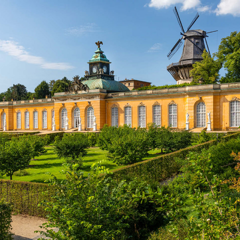 Rococo Palace New Chambers with the Windmill in the Palace Park of Potsdam 100 Jigsaw Puzzle 3D Modell