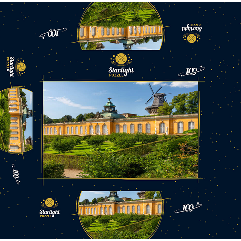 Rococo Palace New Chambers with the Windmill in the Palace Park of Potsdam 100 Jigsaw Puzzle box 3D Modell
