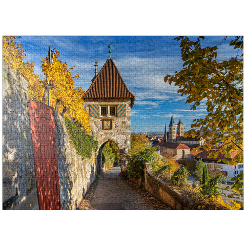 puzzleplate Neckarhaldentor and view to the old town, Esslingen am Neckar 1000 Jigsaw Puzzle