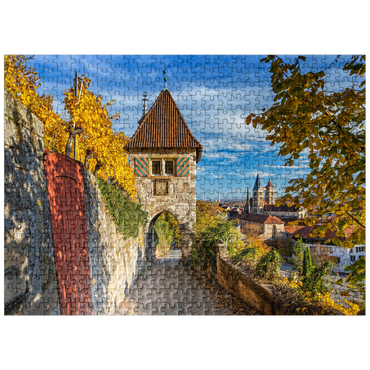 puzzleplate Neckarhaldentor and view to the old town, Esslingen am Neckar 500 Jigsaw Puzzle
