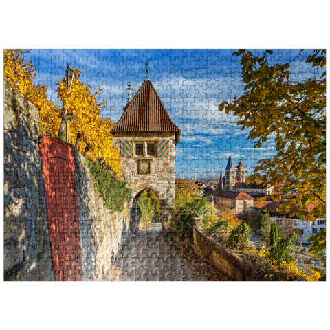 puzzleplate Neckarhaldentor and view to the old town, Esslingen am Neckar 500 Jigsaw Puzzle