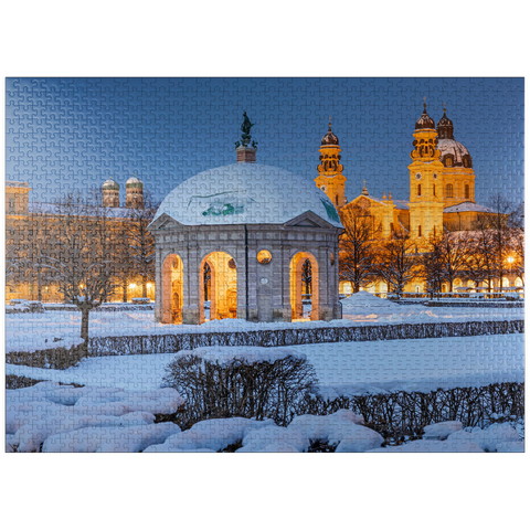 puzzleplate Park with the Diana Temple, Frauenkirche and the Theatiner Church 1000 Jigsaw Puzzle