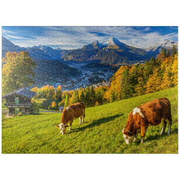 puzzleplate View from the Metzenleitenweg over Berchtesgaden to the Watzmann (2713m) 1000 Jigsaw Puzzle