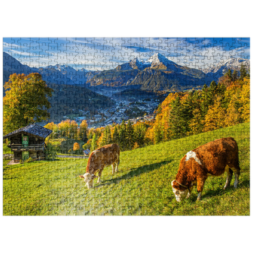 puzzleplate View from the Metzenleitenweg over Berchtesgaden to the Watzmann (2713m) 500 Jigsaw Puzzle