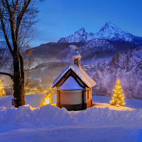 Kirchleitn chapel at Weinfeld with Watzmann (2713m) and Christmas tree 500 Jigsaw Puzzle 3D Modell