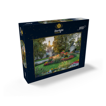 Brühlscher Garten at the eastern end of the Brühl Terrace with view to the Frauenkirche in the evening 1000 Jigsaw Puzzle box view1
