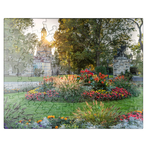 puzzleplate Brühlscher Garten at the eastern end of the Brühl Terrace with view to the Frauenkirche in the evening 100 Jigsaw Puzzle