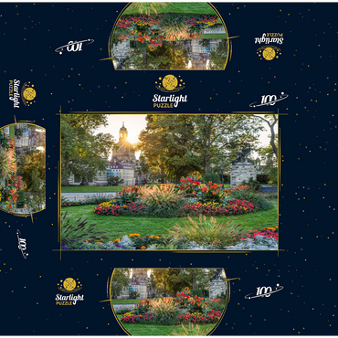 Brühlscher Garten at the eastern end of the Brühl Terrace with view to the Frauenkirche in the evening 100 Jigsaw Puzzle box 3D Modell