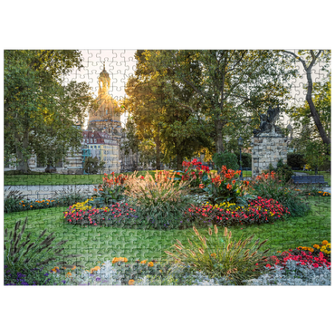 puzzleplate Brühlscher Garten at the eastern end of the Brühl Terrace with view to the Frauenkirche in the evening 500 Jigsaw Puzzle