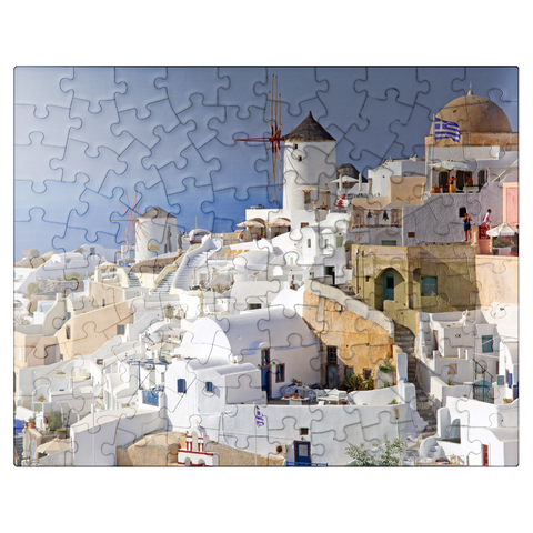 puzzleplate Place with windmills, Oia, Santorini Island, Cyclades, Greece 100 Jigsaw Puzzle