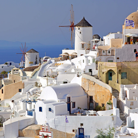 Place with windmills, Oia, Santorini Island, Cyclades, Greece 500 Jigsaw Puzzle 3D Modell