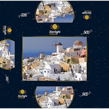 Place with windmills, Oia, Santorini Island, Cyclades, Greece 500 Jigsaw Puzzle box 3D Modell