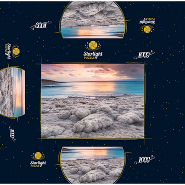 Salt crystals on the shore in the evening light, Dead Sea, Jordan Valley, Jordan 1000 Jigsaw Puzzle box 3D Modell