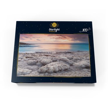 Salt crystals on the shore in the evening light, Dead Sea, Jordan Valley, Jordan 100 Jigsaw Puzzle box view1