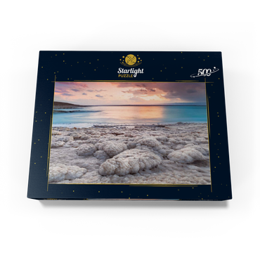 Salt crystals on the shore in the evening light, Dead Sea, Jordan Valley, Jordan 500 Jigsaw Puzzle box view1