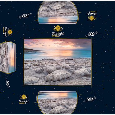 Salt crystals on the shore in the evening light, Dead Sea, Jordan Valley, Jordan 500 Jigsaw Puzzle box 3D Modell