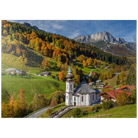 puzzleplate Pilgrimage church Maria Gern near Berchtesgaden against Untersberg (1973m) 1000 Jigsaw Puzzle