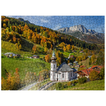 puzzleplate Pilgrimage church Maria Gern near Berchtesgaden against Untersberg (1973m) 500 Jigsaw Puzzle