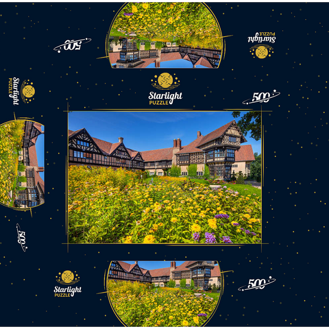 Cecilienhof Palace in the New Garden Landscape Park in English country house style, seat of the Potsdam Conference 500 Jigsaw Puzzle box 3D Modell