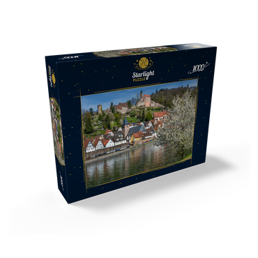 Historic town center with Hirschhorn castle in springtime 1000 Jigsaw Puzzle box view1