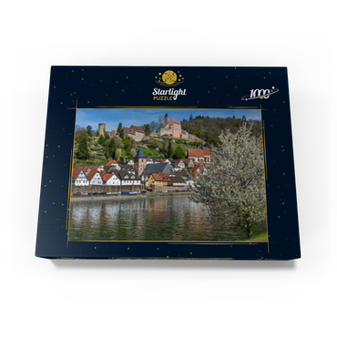 Historic town center with Hirschhorn castle in springtime 1000 Jigsaw Puzzle box view1