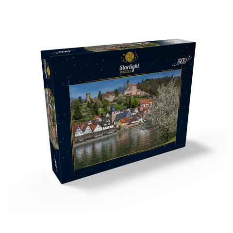 Historic town center with Hirschhorn castle in springtime 500 Jigsaw Puzzle box view1