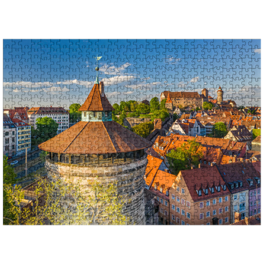 puzzleplate Neutorturm at the city fortification with the Kaiserburg in Nuremberg 500 Jigsaw Puzzle