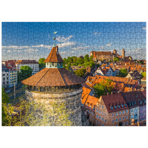 puzzleplate Neutorturm at the city fortification with the Kaiserburg in Nuremberg 500 Jigsaw Puzzle