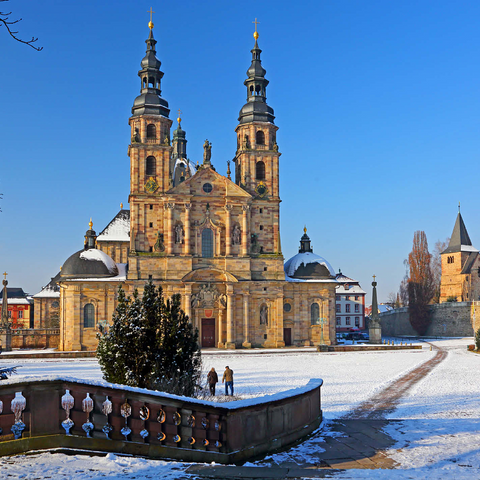 St. Salvator Cathedral with St. Michael's Church in Fulda, Hesse, Germany 1000 Jigsaw Puzzle 3D Modell