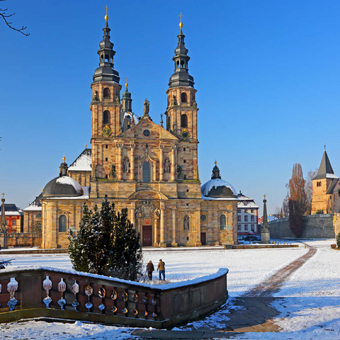 St. Salvator Cathedral with St. Michael's Church in Fulda, Hesse, Germany 100 Jigsaw Puzzle 3D Modell
