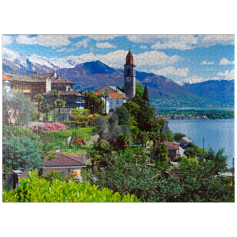 puzzleplate Ronco Sopra Ascona with San Martino Church on Lake Maggiore, Switzerland 1000 Jigsaw Puzzle