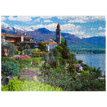 puzzleplate Ronco Sopra Ascona with San Martino Church on Lake Maggiore, Switzerland 500 Jigsaw Puzzle
