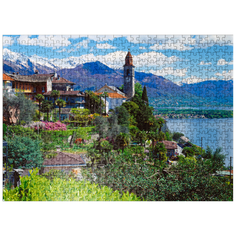 puzzleplate Ronco Sopra Ascona with San Martino Church on Lake Maggiore, Switzerland 500 Jigsaw Puzzle