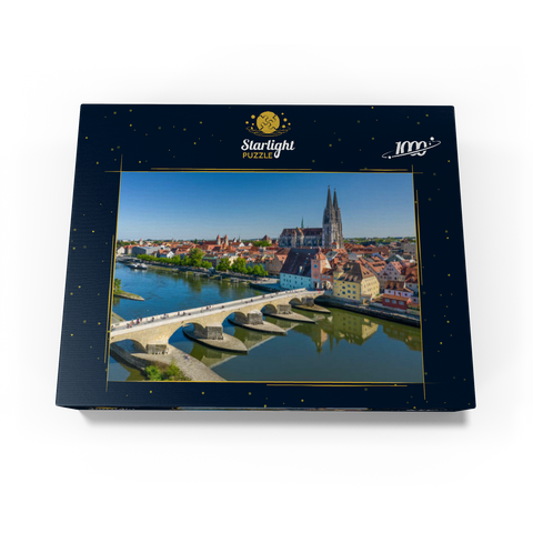 Stone Bridge over the Danube with the Old Town and Regensburg Cathedral of St. Peter 1000 Jigsaw Puzzle box view1