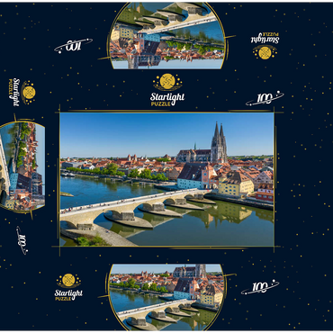 Stone Bridge over the Danube with the Old Town and Regensburg Cathedral of St. Peter 100 Jigsaw Puzzle box 3D Modell