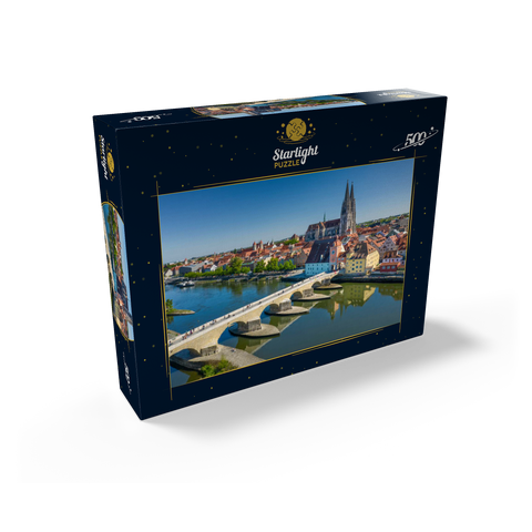 Stone Bridge over the Danube with the Old Town and Regensburg Cathedral of St. Peter 500 Jigsaw Puzzle box view1